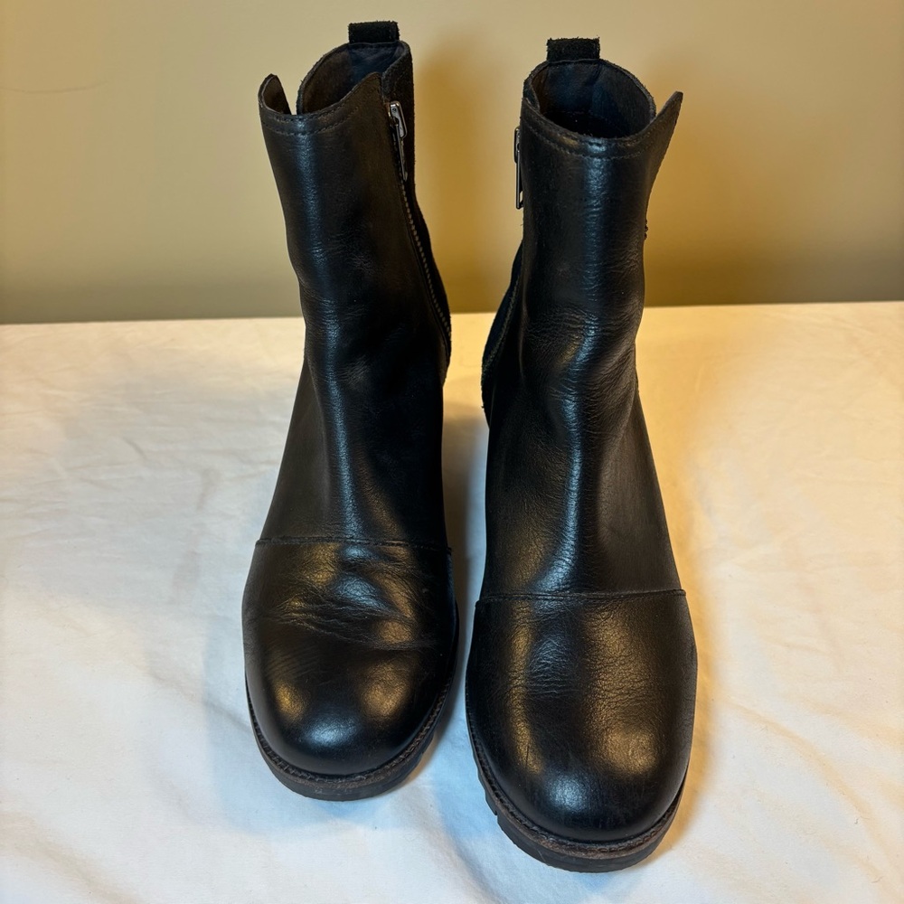 SOREL Women’s Cate Leather Black Waterproof Ankle Booties Shoes Size 9 - Picture 4 of 6